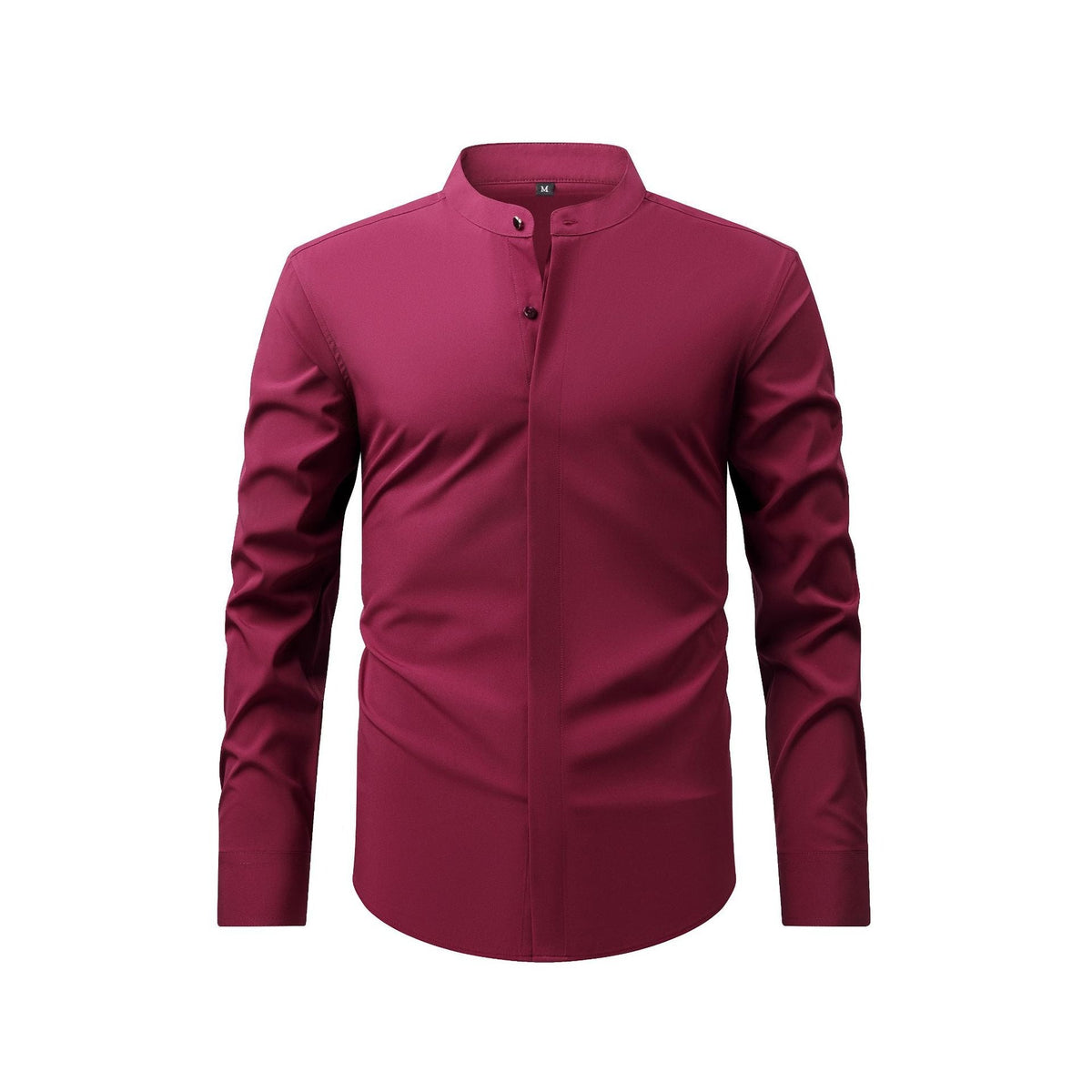 Men’s Long-Sleeve Mandarin Collar Shirt – Lightweight Slim Tailored Fit
