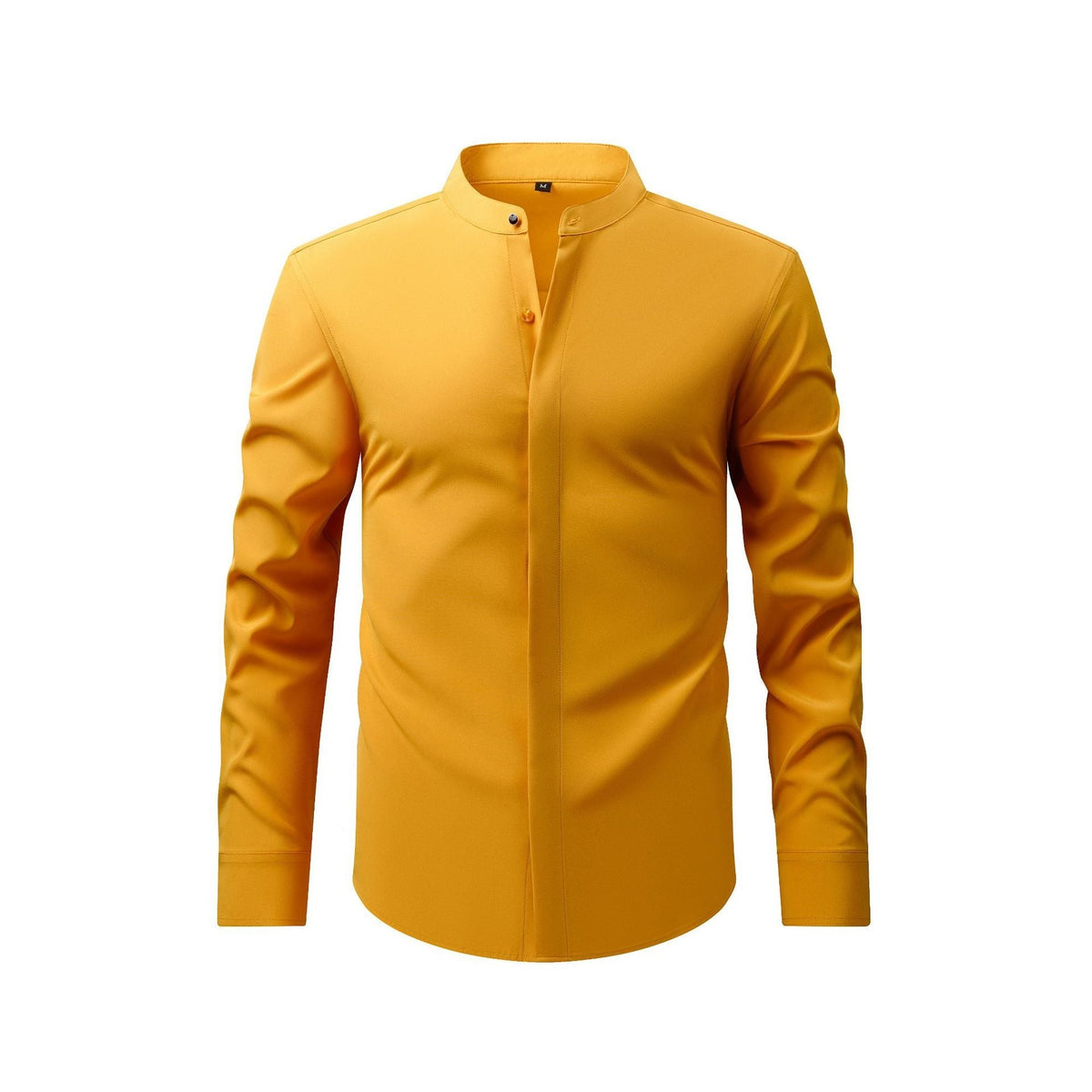 Men’s Long-Sleeve Mandarin Collar Shirt – Lightweight Slim Tailored Fit