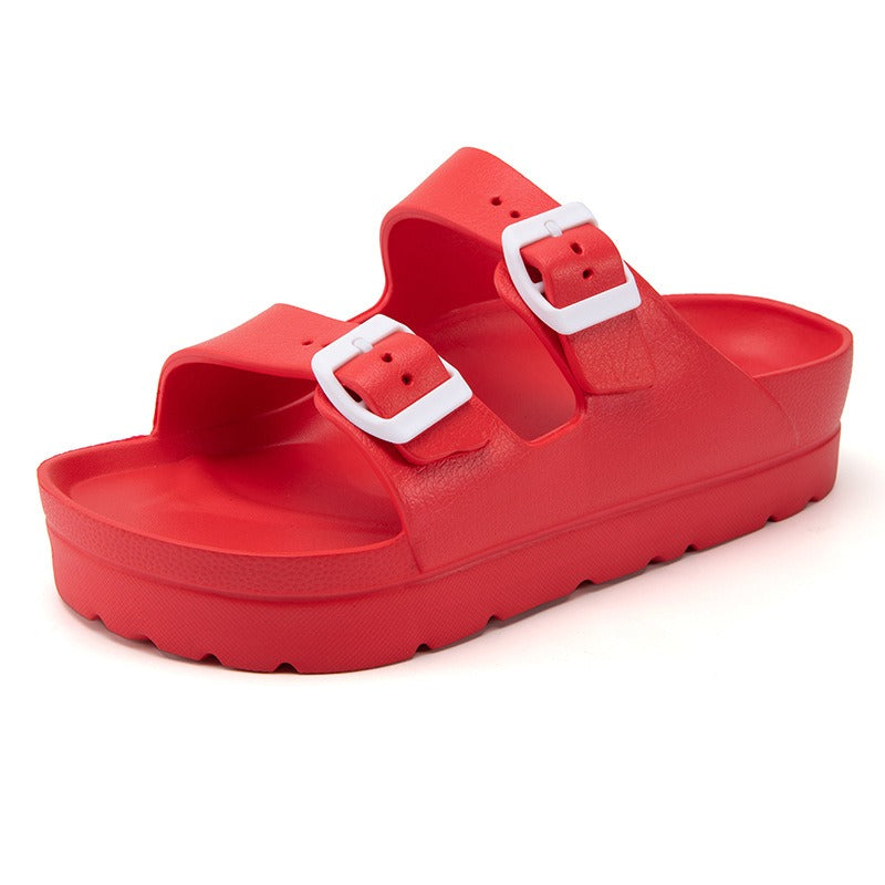 Women's Flat EVA Sandals – Lightweight with Double Buckle & Arch Support