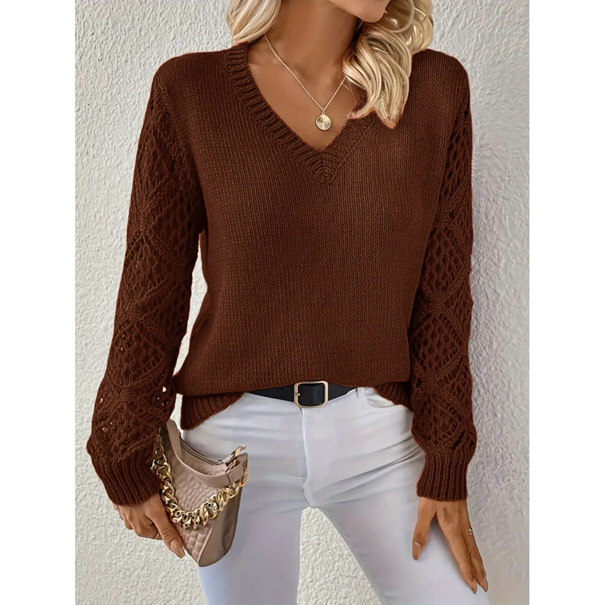 Women's Knitwear – Modern Openwork Sleeves