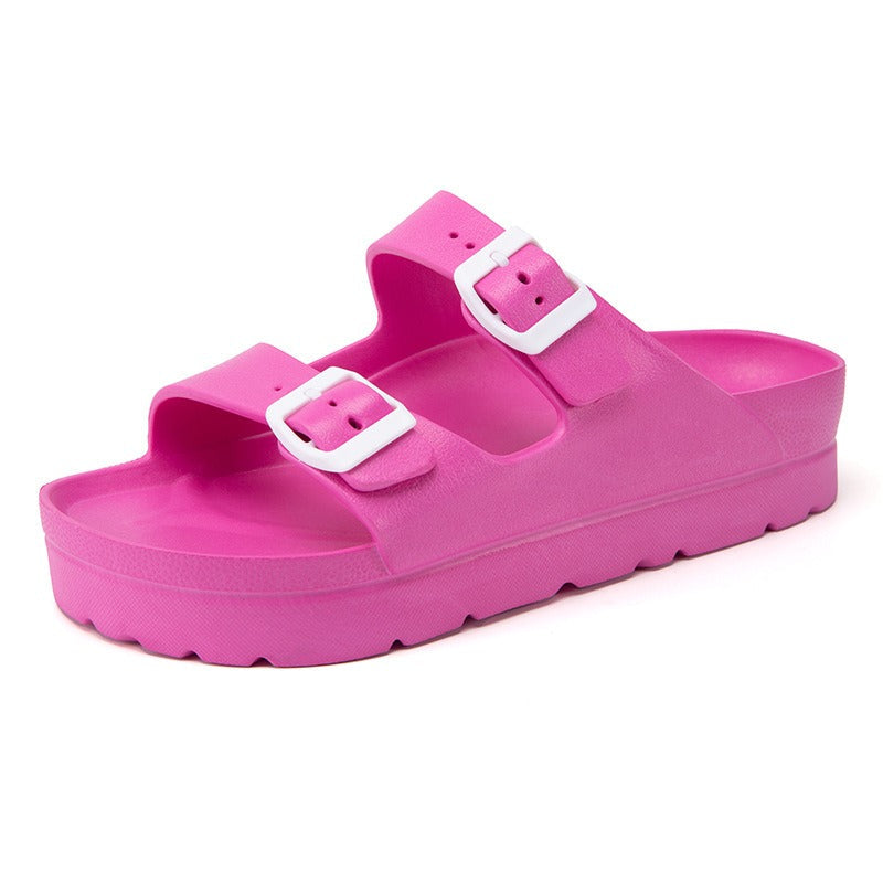 Women's Flat EVA Sandals – Lightweight with Double Buckle & Arch Support