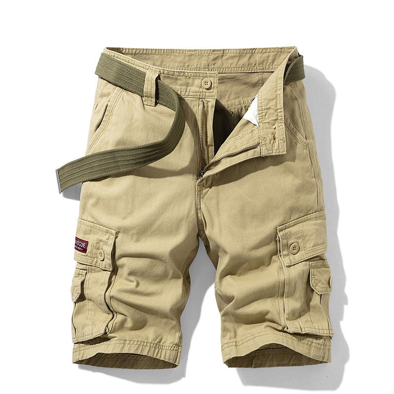 Men's Short Cotton Cargo Pants – Multi-Pocket Workwear Style