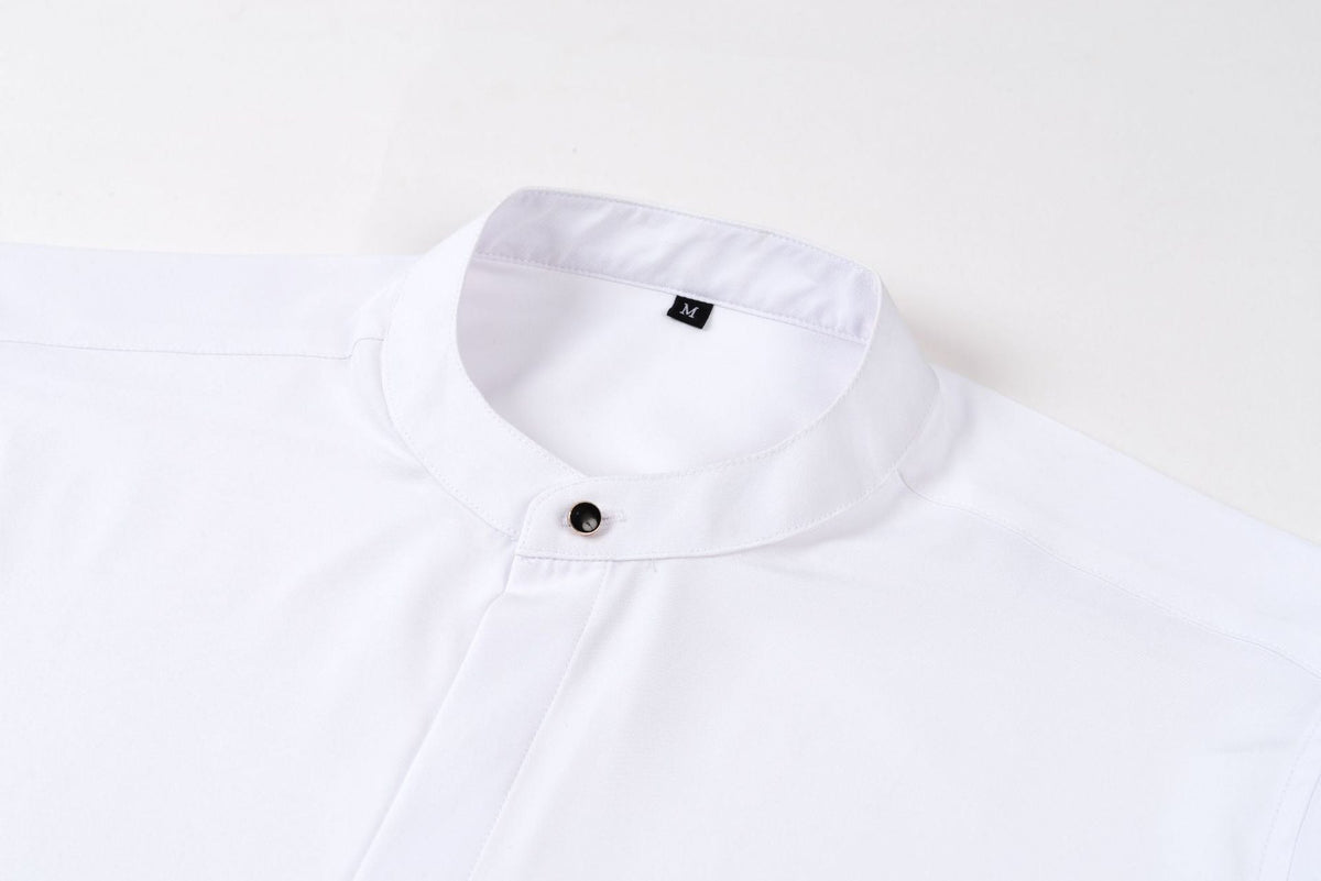 Men’s Long-Sleeve Mandarin Collar Shirt – Lightweight Slim Tailored Fit