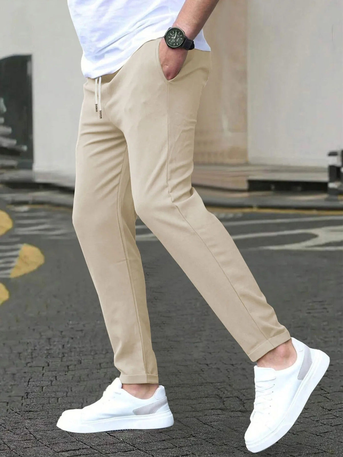 Men's Casual Slim-Fit Pants – Lightweight and Soft Woven Fabric