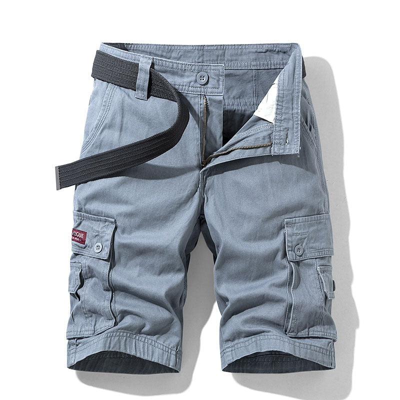 Men's Short Cotton Cargo Pants – Multi-Pocket Workwear Style
