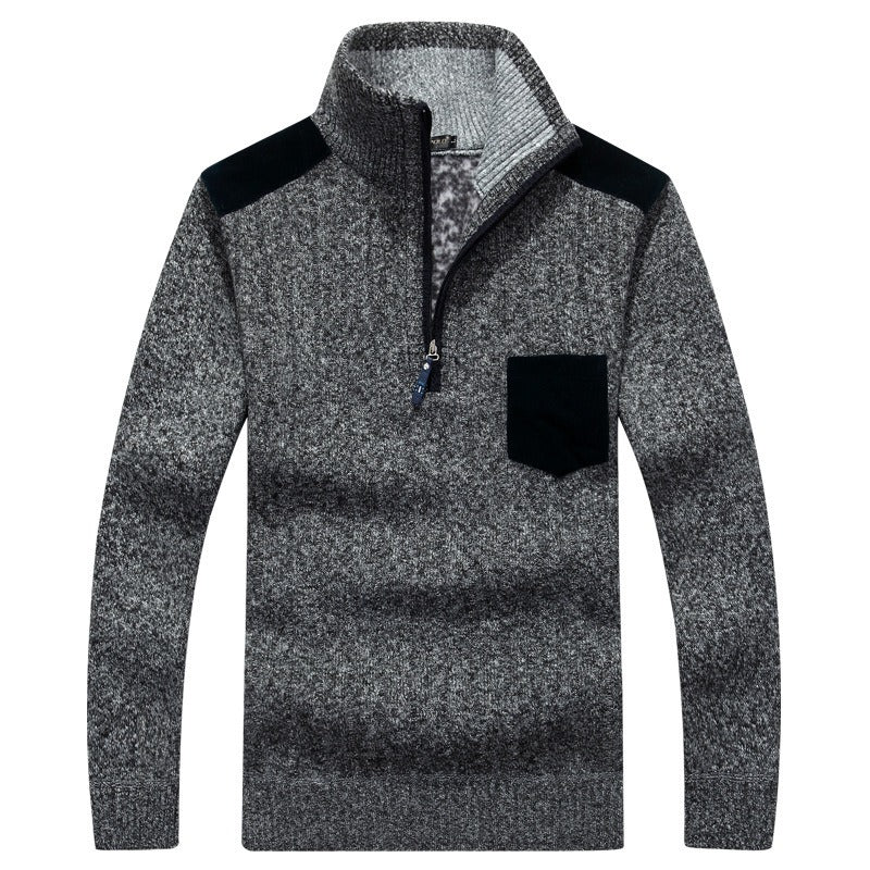 Men's Zip-Up Mock-Neck Sweater – Textured Finish