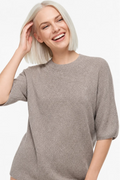 Women's Fine Knit Short Sleeve Top – Lightweight Round Neck