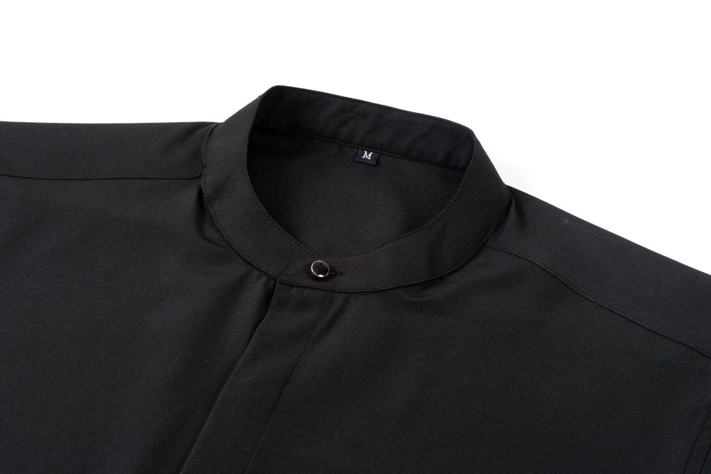 Men’s Long-Sleeve Mandarin Collar Shirt – Lightweight Slim Tailored Fit