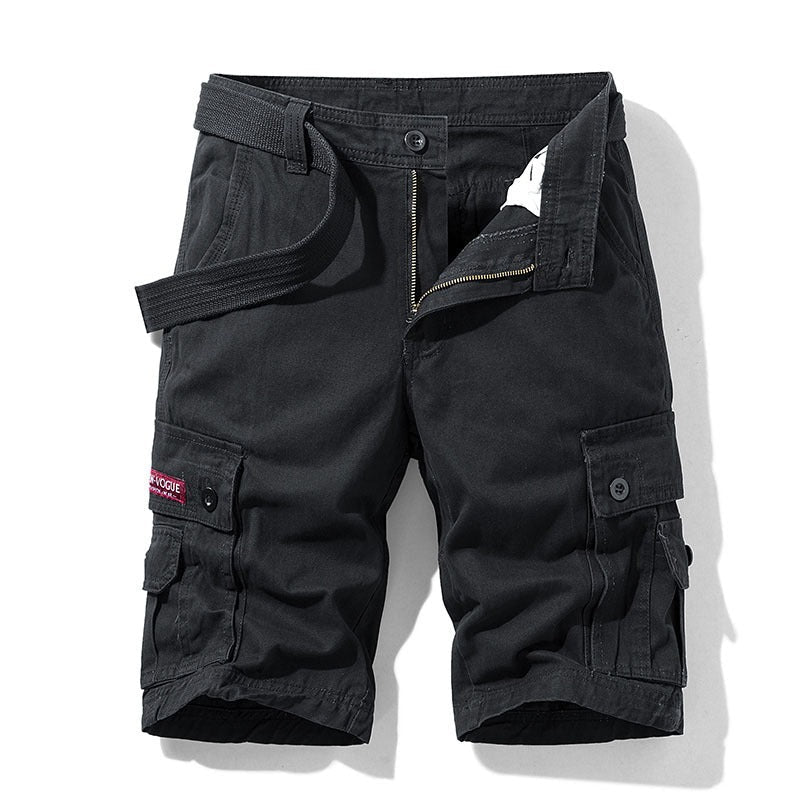 Men's Short Cotton Cargo Pants – Multi-Pocket Workwear Style