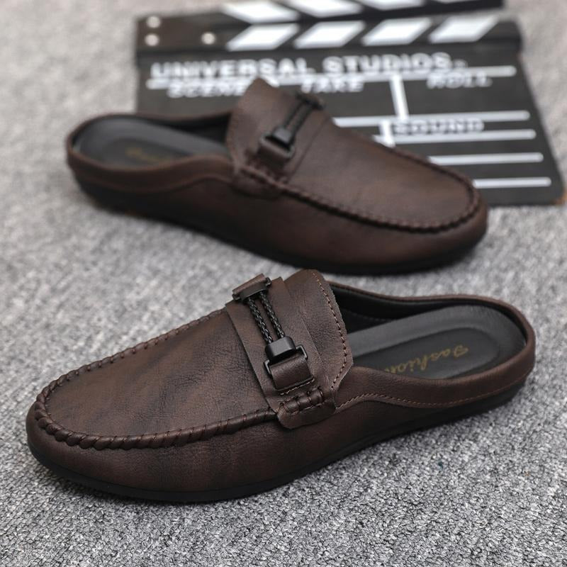 Men's Relaxed Moccasin Mules – Slip-On Fit and Smooth Leather