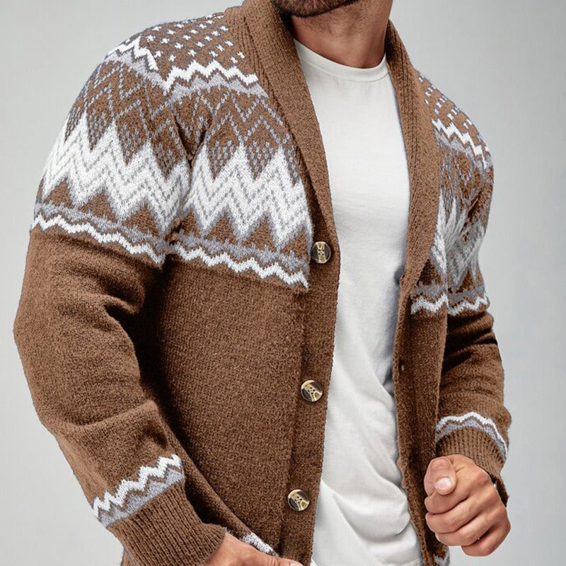 Men's Knitted Cardigan – Classic Button Front, Relaxed Fit