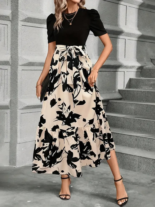 Women's Maxi Dress – Fluid Bow-Tie Belt