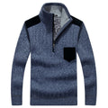 Men's Zip-Up Mock-Neck Sweater – Textured Finish