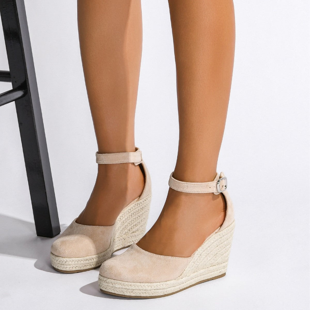 Women's Wedge Espadrille Sandal - Closed toe, jute heel