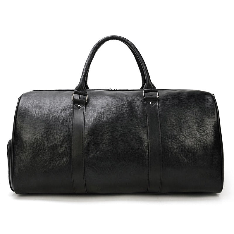 Men's Leather Travel Bag – Structured Duffle with Removable Shoulder Strap