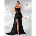 Long Evening Dress for Women – Semi-Transparent Structured Bodice and Flared Skirt
