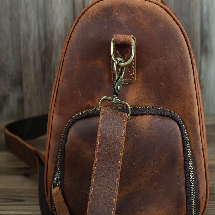Men's Genuine Leather Travel Bag – Shoe Compartment & Shoulder Strap
