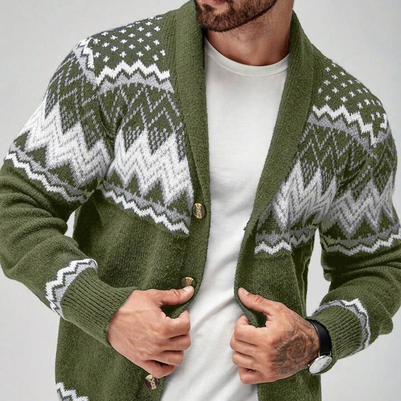 Men's Knitted Cardigan – Classic Button Front, Relaxed Fit
