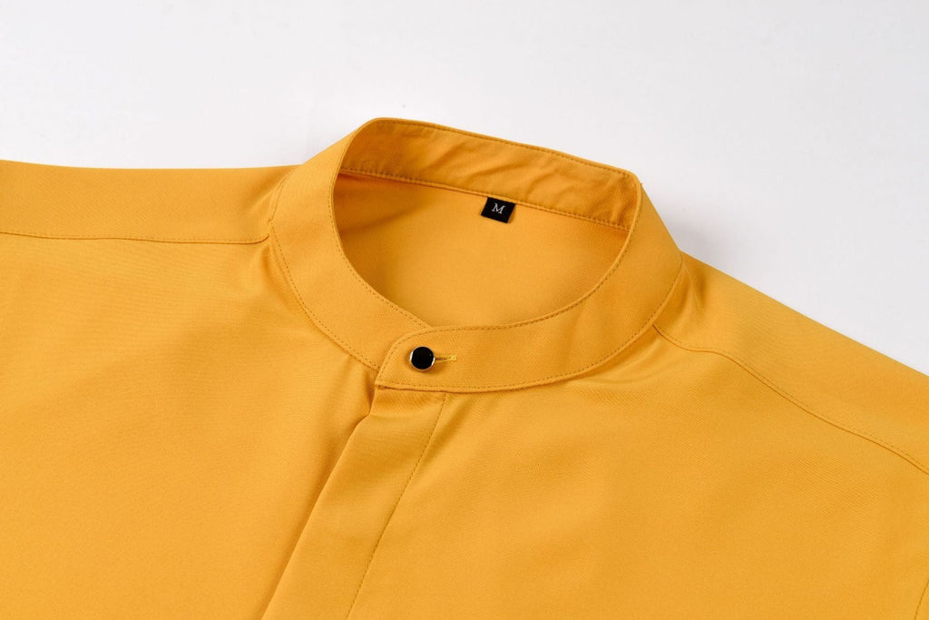 Men’s Long-Sleeve Mandarin Collar Shirt – Lightweight Slim Tailored Fit