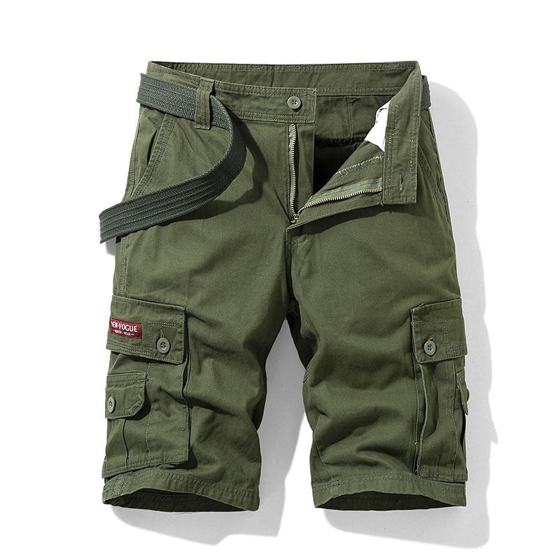 Men's Short Cotton Cargo Pants – Multi-Pocket Workwear Style