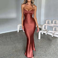 Women's Satin Dress – Backless with Laces