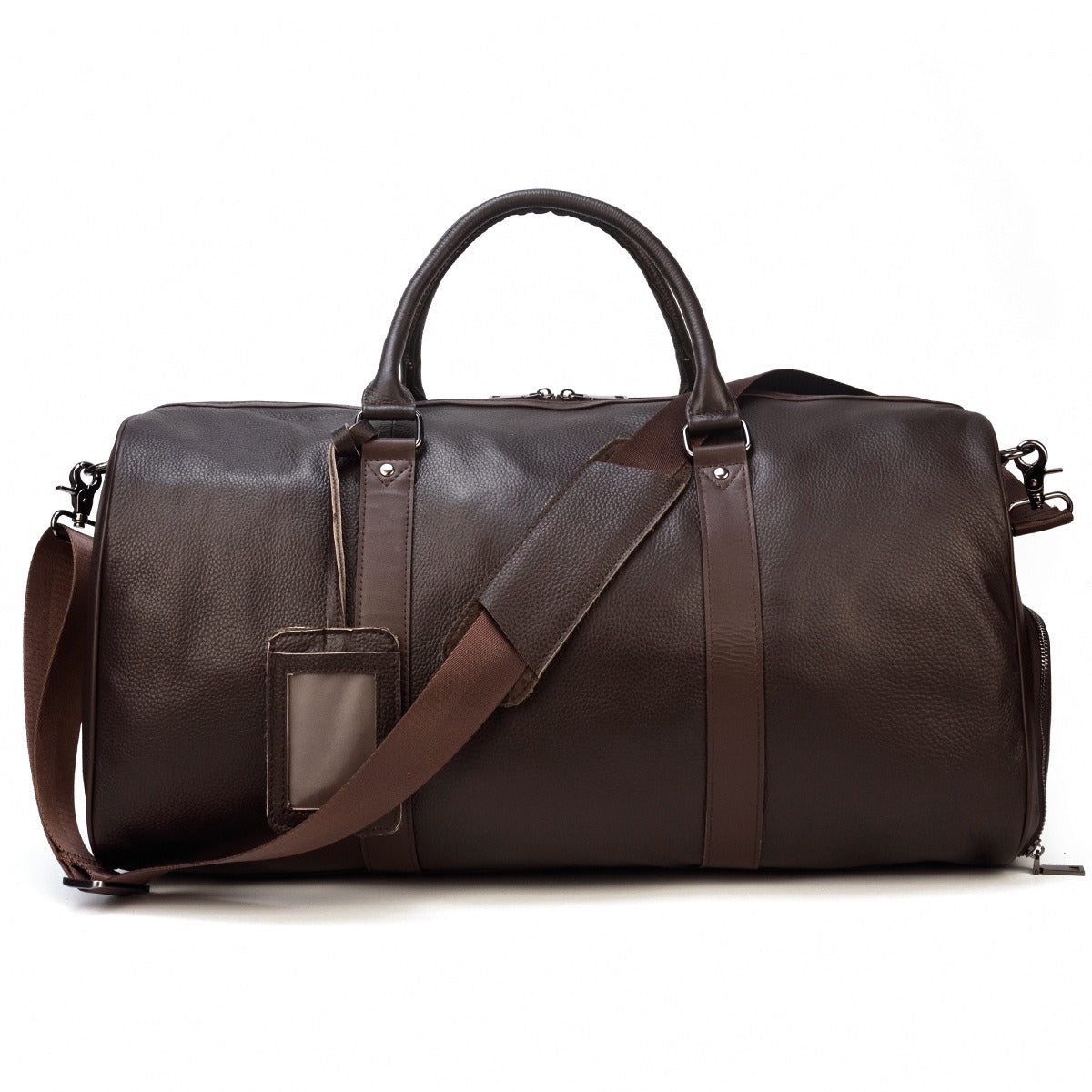 Men's Leather Travel Bag – Structured Duffle with Removable Shoulder Strap