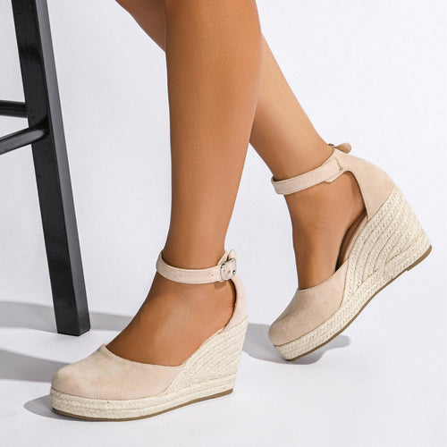 Women's Wedge Espadrille Sandal - Closed toe, jute heel