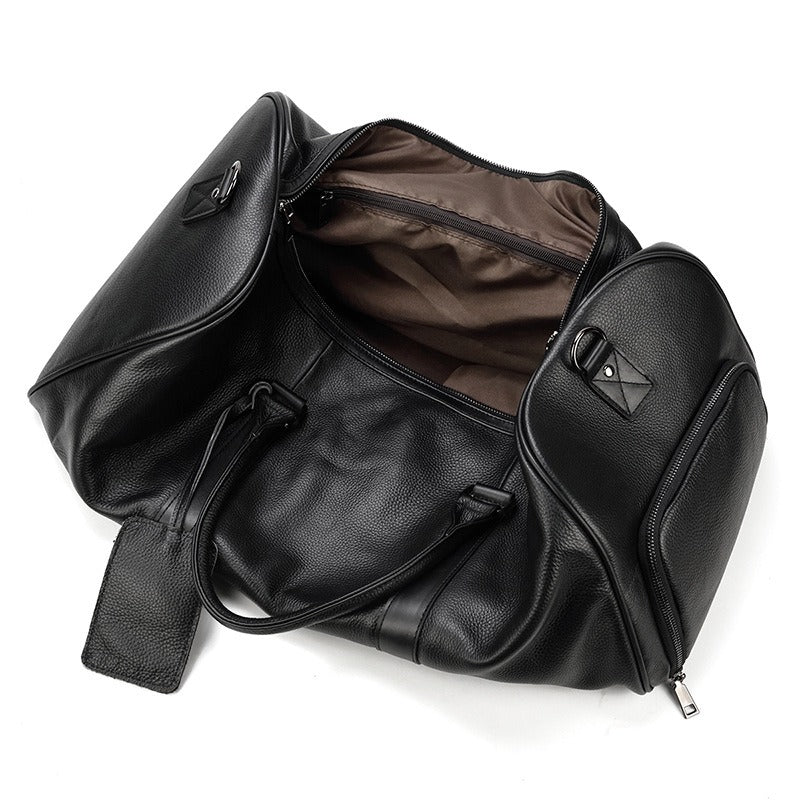 Men's Leather Travel Bag – Structured Duffle with Removable Shoulder Strap