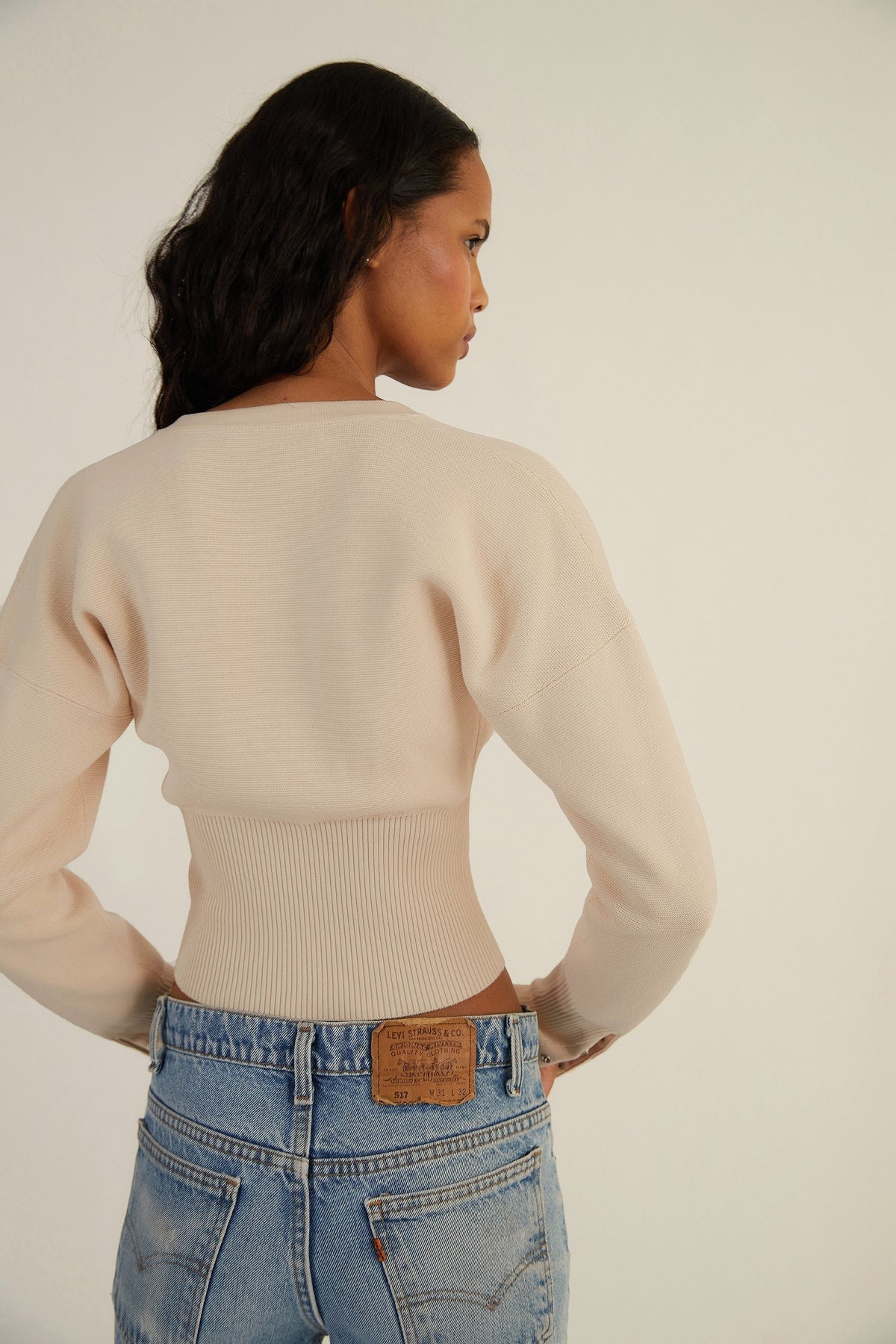 Women's Knit Cardigan – Textured Finish Buttoned Crew Neck