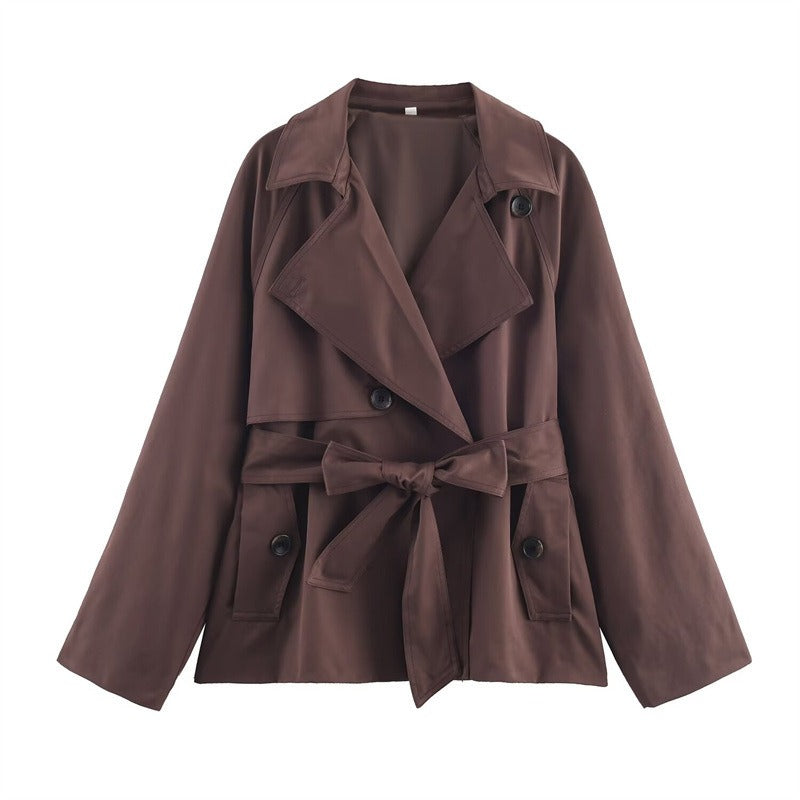 Women's Short Trench Coat – Loose Fit, Timeless Style