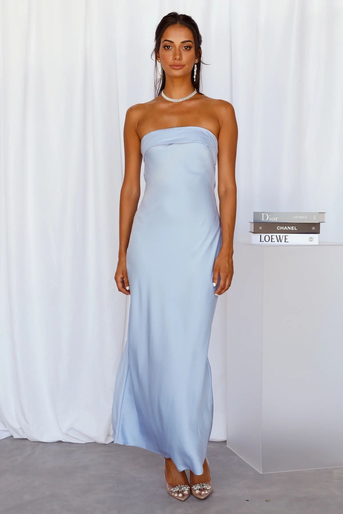 Women's Satin Knitted Backless Dress – Cross Neckline