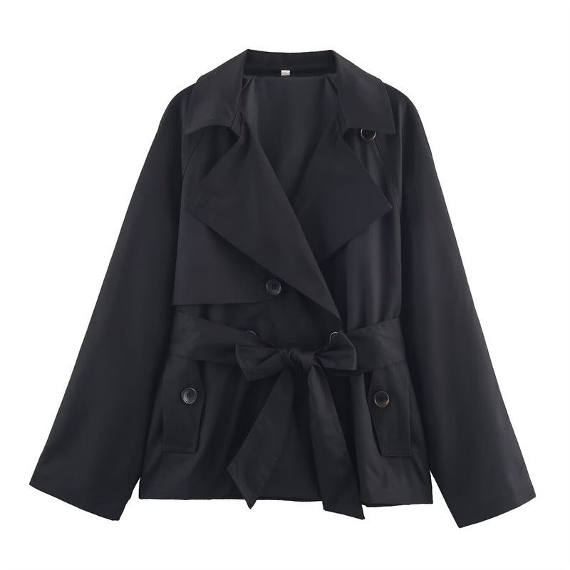 Women's Short Trench Coat – Loose Fit, Timeless Style
