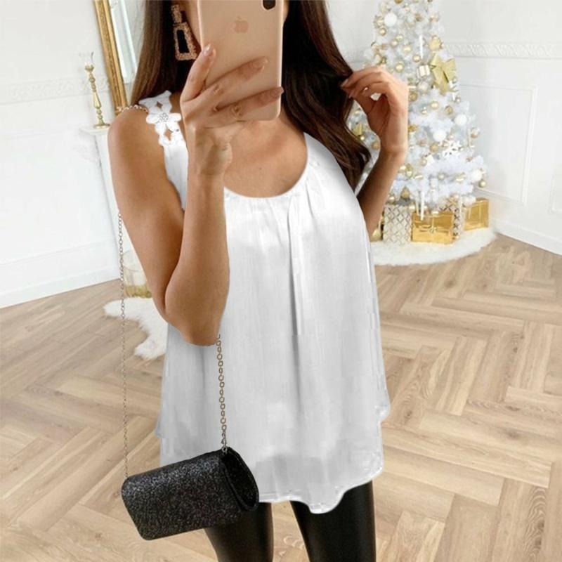 Women’s Sleeveless Chiffon Fluid Blouse – Lightweight Relaxed Fit
