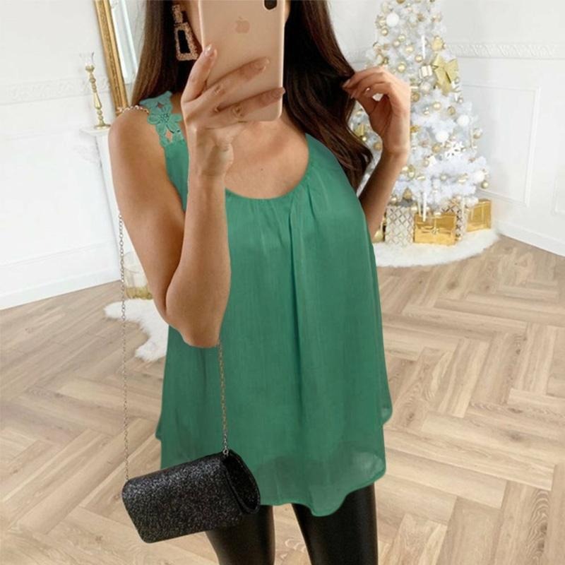 Women’s Sleeveless Chiffon Fluid Blouse – Lightweight Relaxed Fit