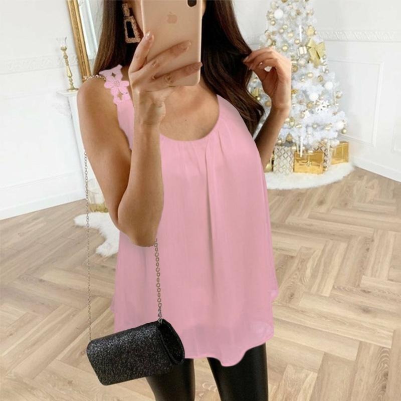 Women’s Sleeveless Chiffon Fluid Blouse – Lightweight Relaxed Fit