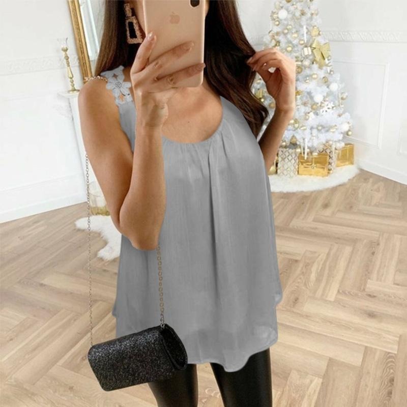 Women’s Sleeveless Chiffon Fluid Blouse – Lightweight Relaxed Fit