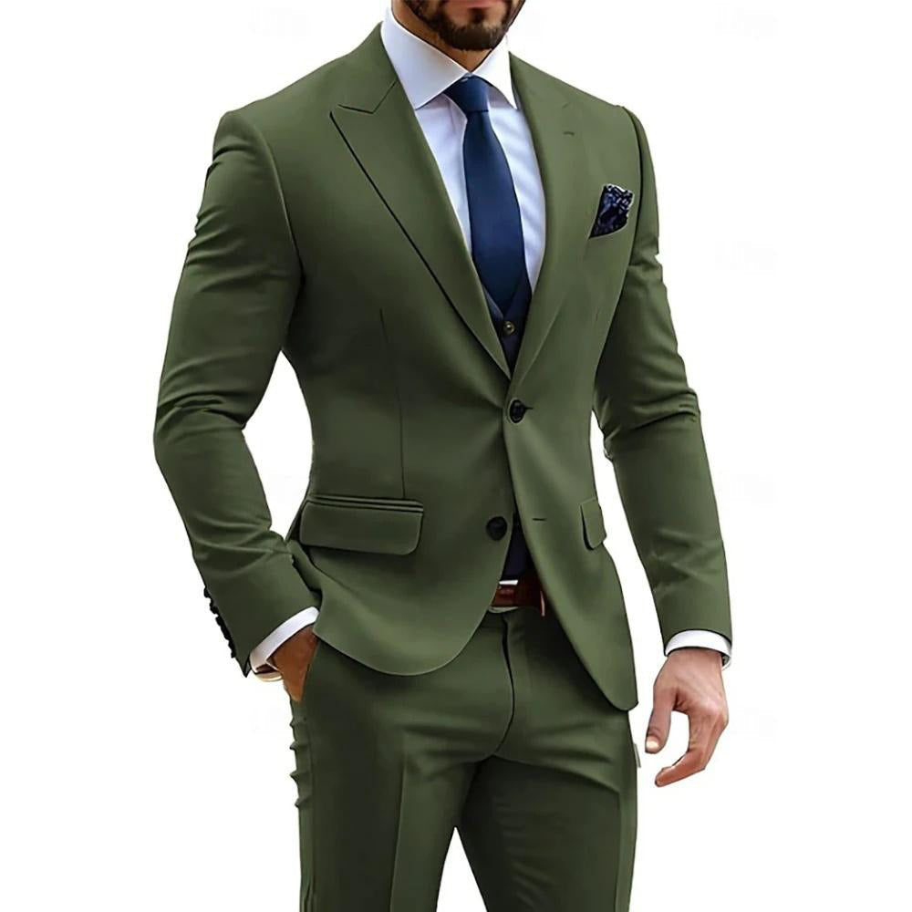 Men's Two-Piece Suit in Blended Cotton – Elegant Slim Fit