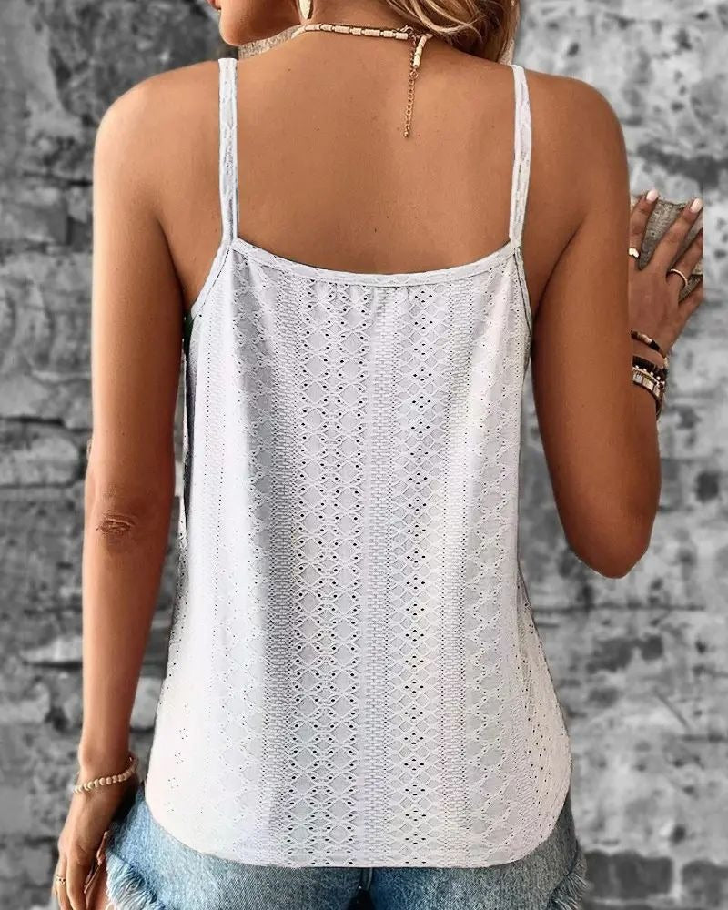 Women's Lace Tank Top – Sleeveless Sheer Camisole Top
