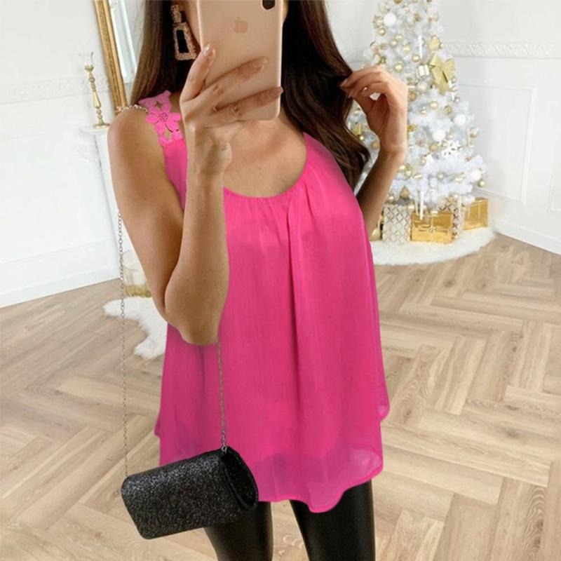 Women’s Sleeveless Chiffon Fluid Blouse – Lightweight Relaxed Fit