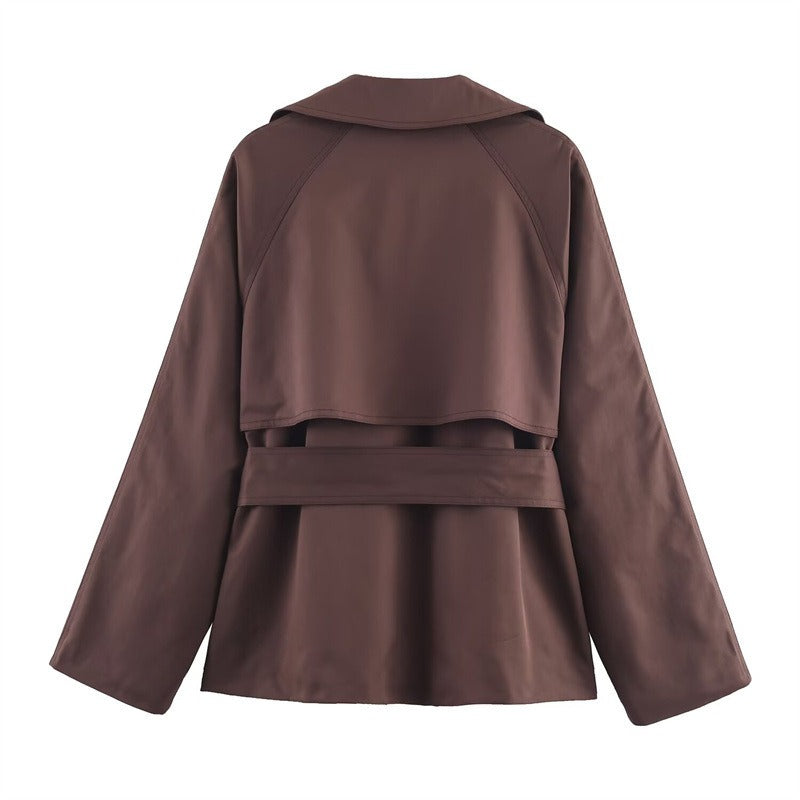 Women's Short Trench Coat – Loose Fit, Timeless Style