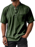 Men's Short Sleeve Cotton Shirt – Casual Crew Neck