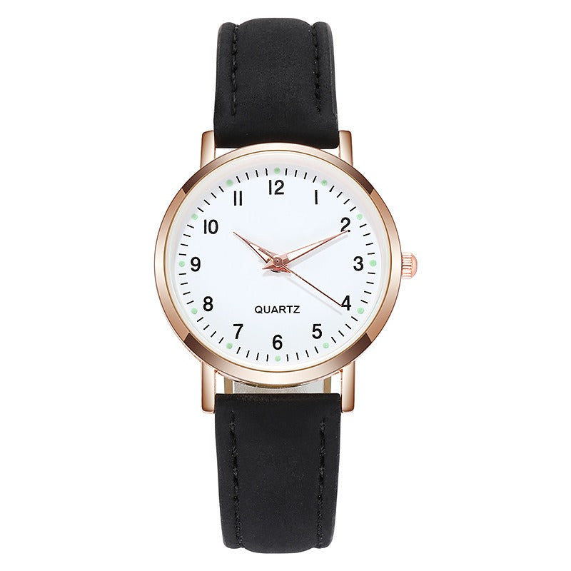 Women's Analog Quartz Watch – Minimalist Alloy Case with Luminous Hands