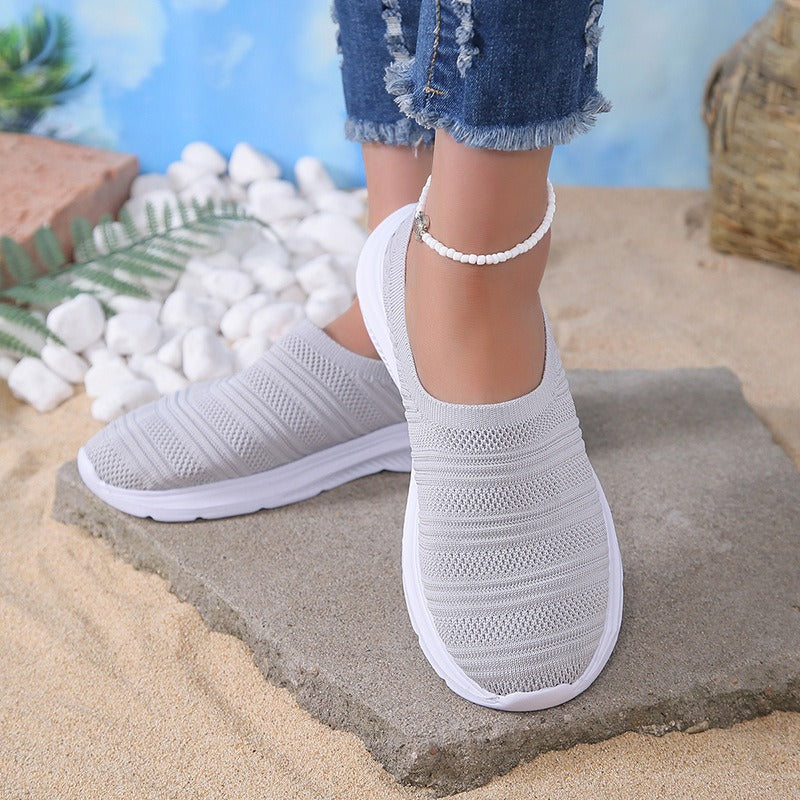 Women's Slip-on Mesh Sneakers – Lightweight Breathable Weave