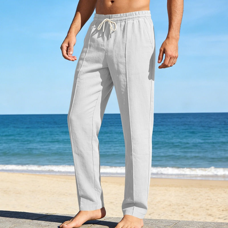 Men's Linen Trousers – Relaxed Wide Straight-Leg Fit