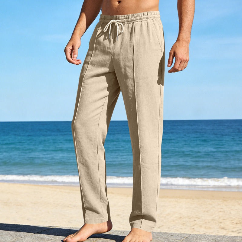 Men's Linen Trousers – Relaxed Wide Straight-Leg Fit