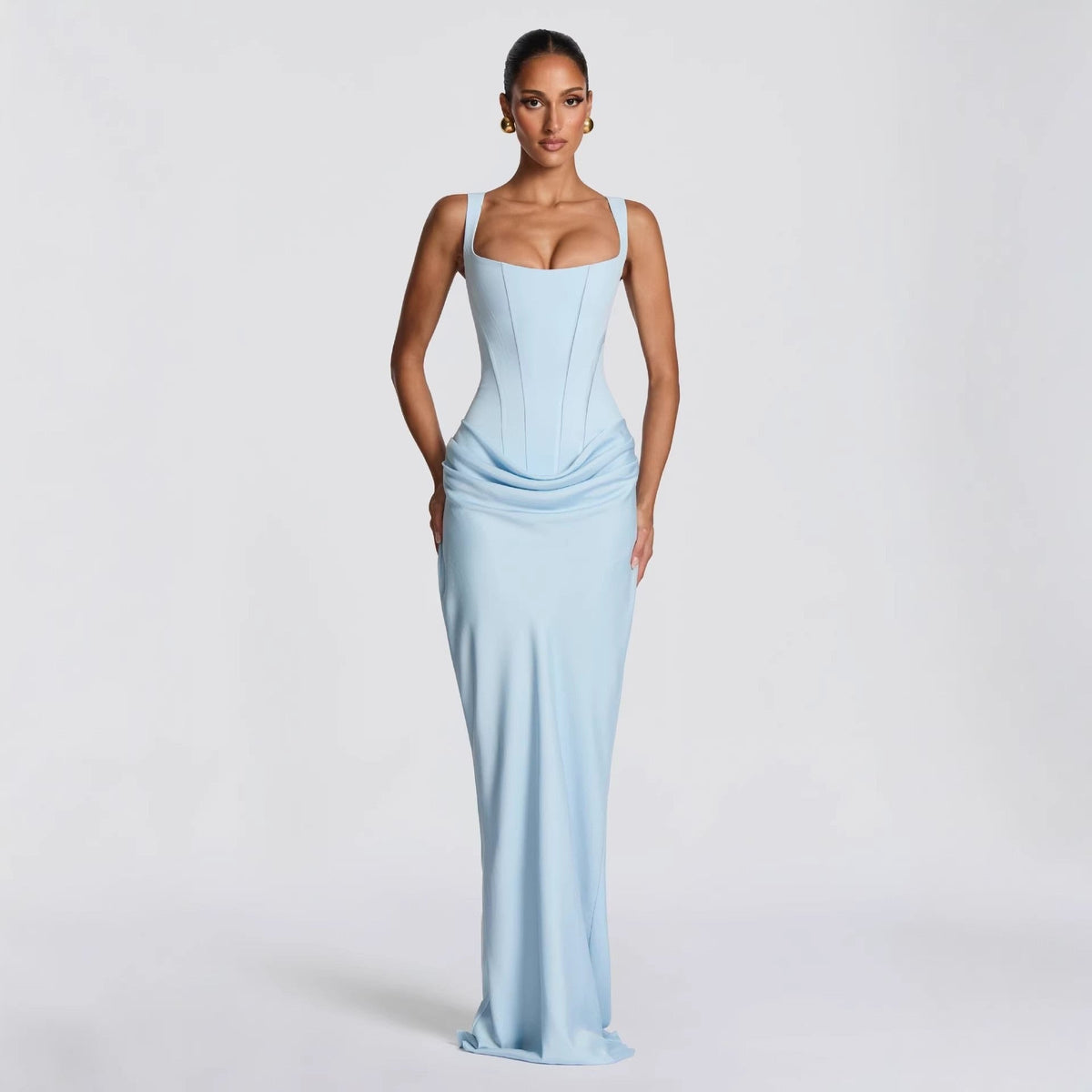 Women's Strapless Maxi Dress – Elegant Sheath Fit