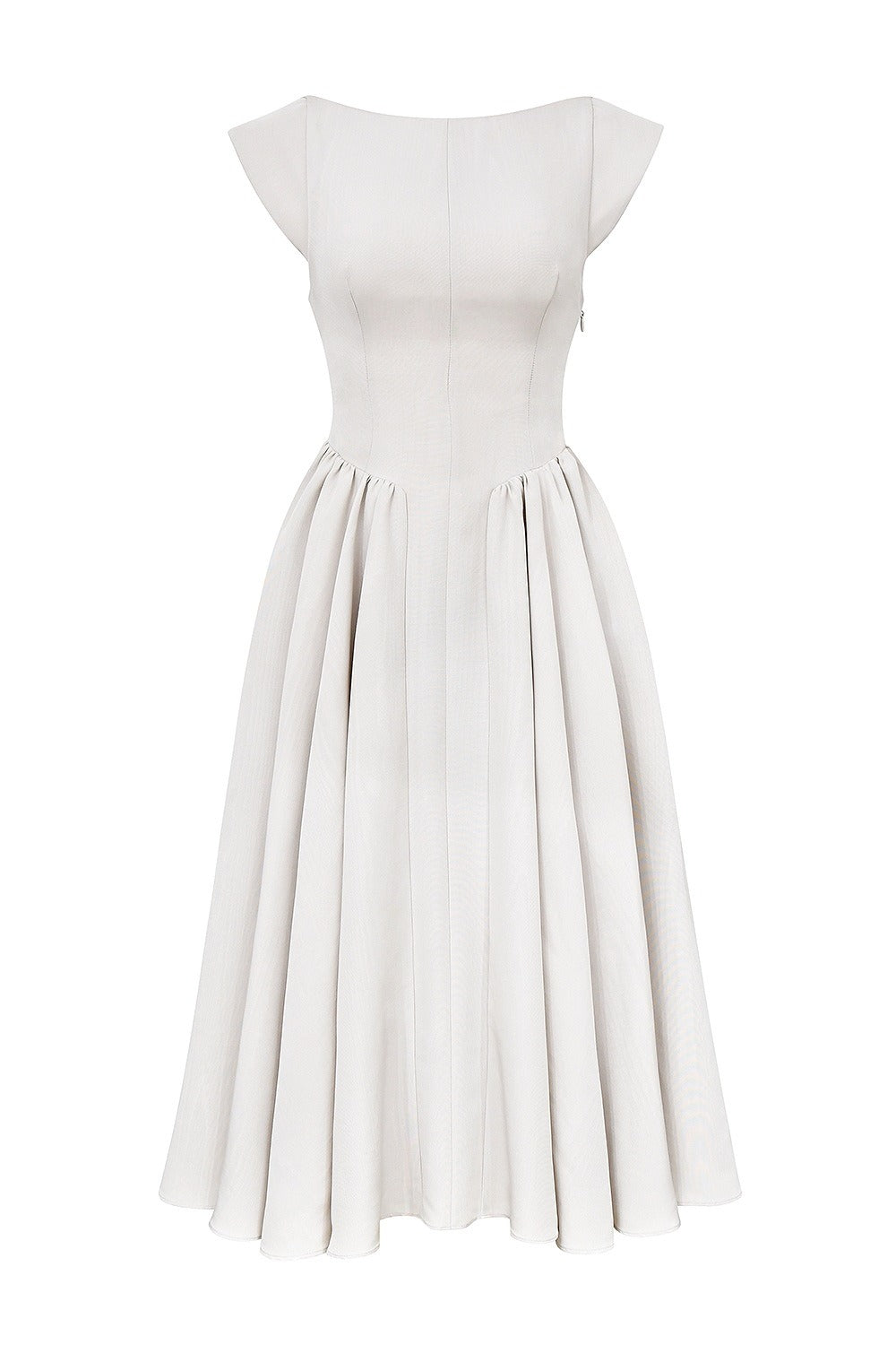 Women's Sleeveless Midi Dress with Open Back – Round Neck, Flowing Fabric
