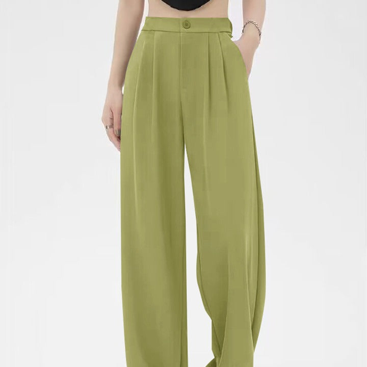 Women's Loose Flowy Trousers – Elegant High-Waisted Pleated