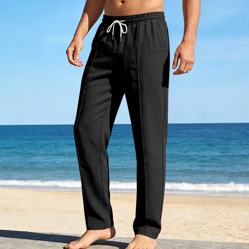 Men's Linen Trousers – Relaxed Wide Straight-Leg Fit