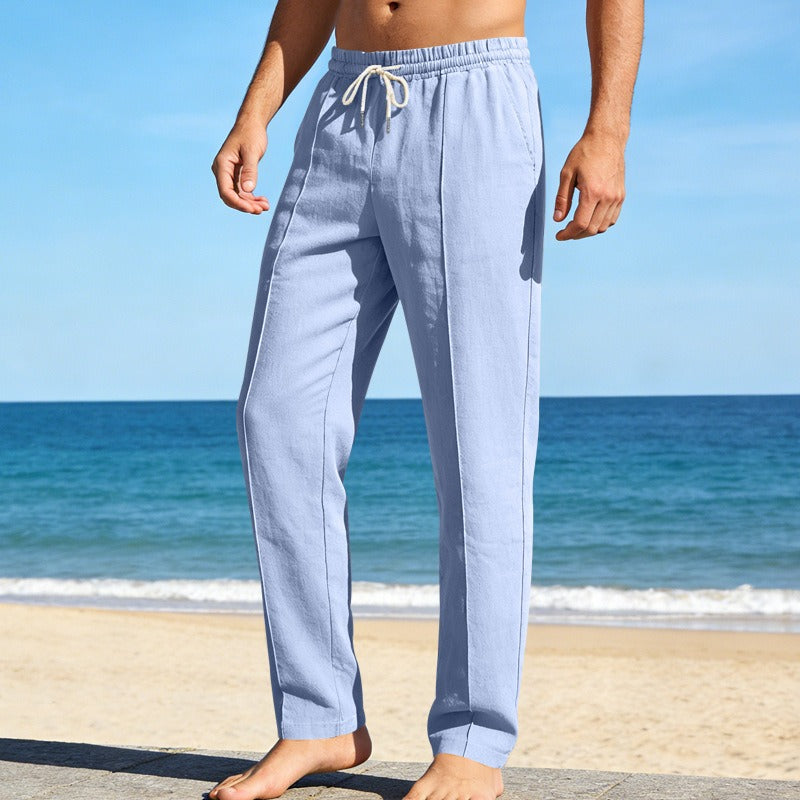 Men's Linen Trousers – Relaxed Wide Straight-Leg Fit